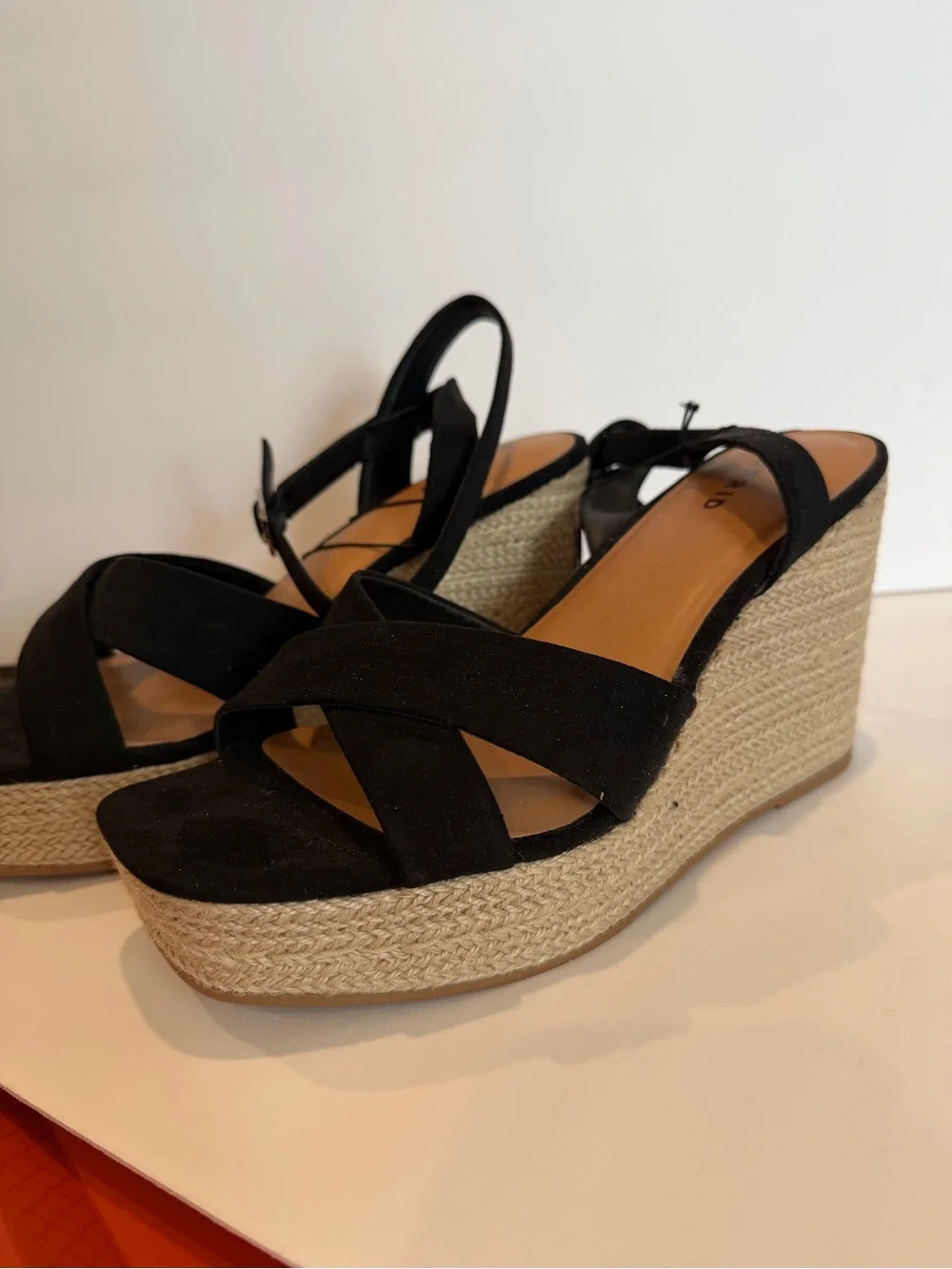 torrid Black Crisscross Espadrille Wedge Sandals with Ankle Strap